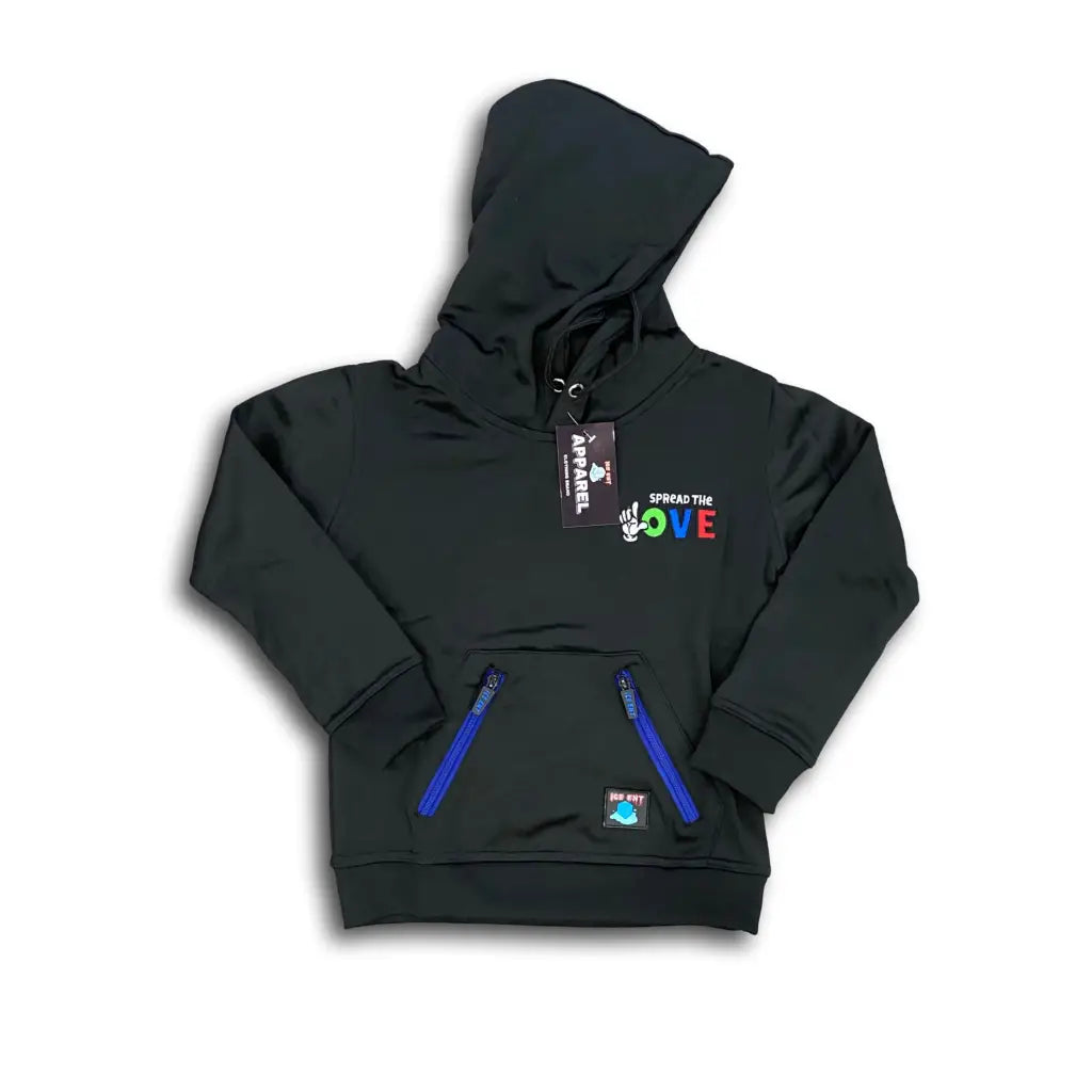 Kids’ Street Logo Zipper Pocket Hoodie - Black/Royal / 4