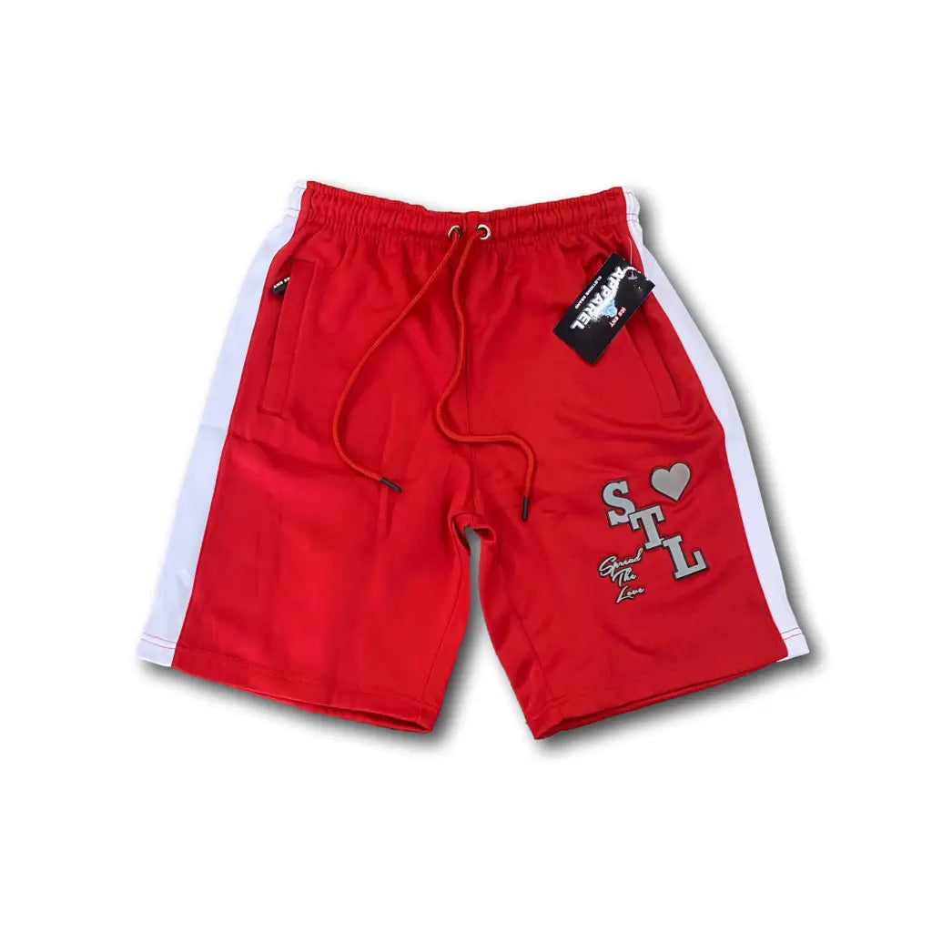 Men’s 3D Varsity Logo Shorts (3 Colors) - Red/White / Small