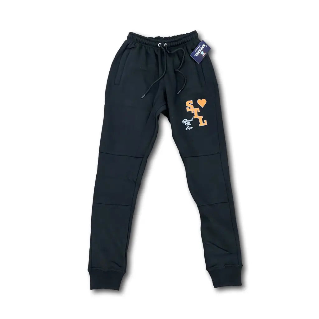 Men’s 3D Varsity Logo Sweatpants (2 Colors) - Black/Orange /