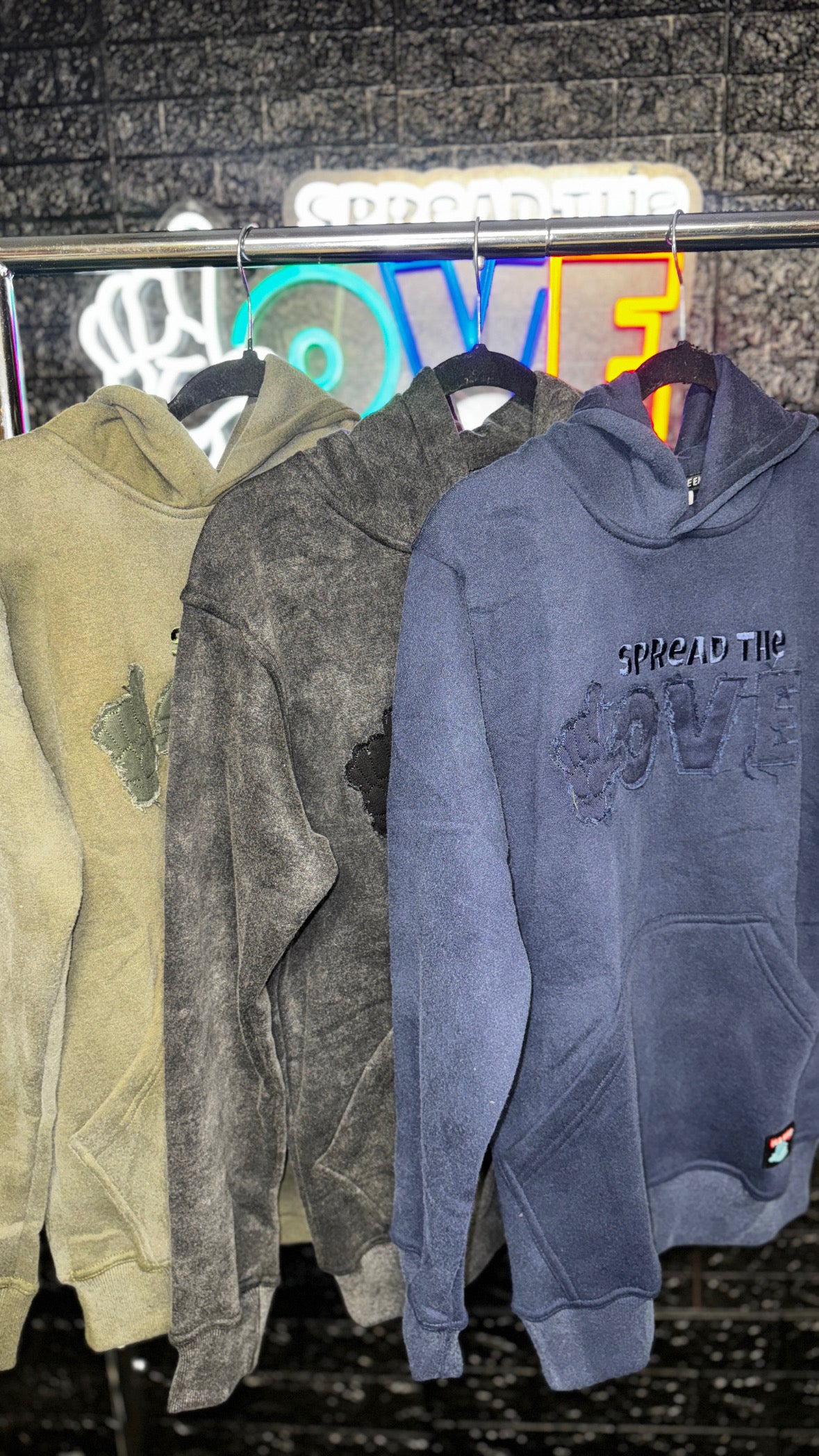 Acid Wash Distressed Embroidery Hoodie (3 colors)