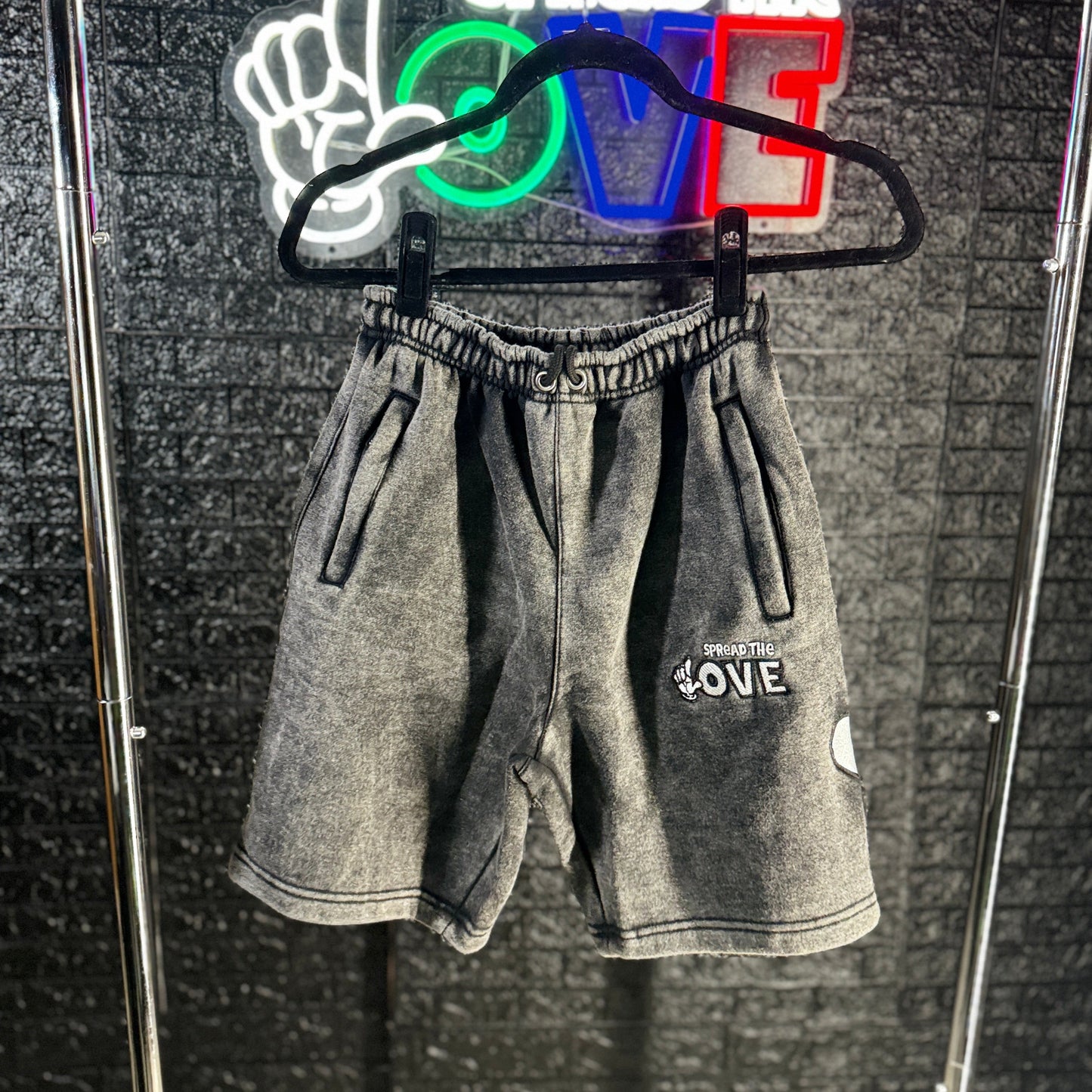 Acid Wash Street Logo Shorts