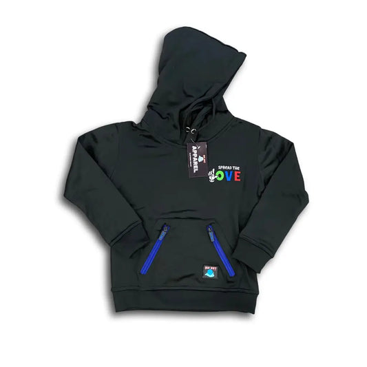 Kids’ Street Logo Zipper Pocket Hoodie - Black/Royal / 4