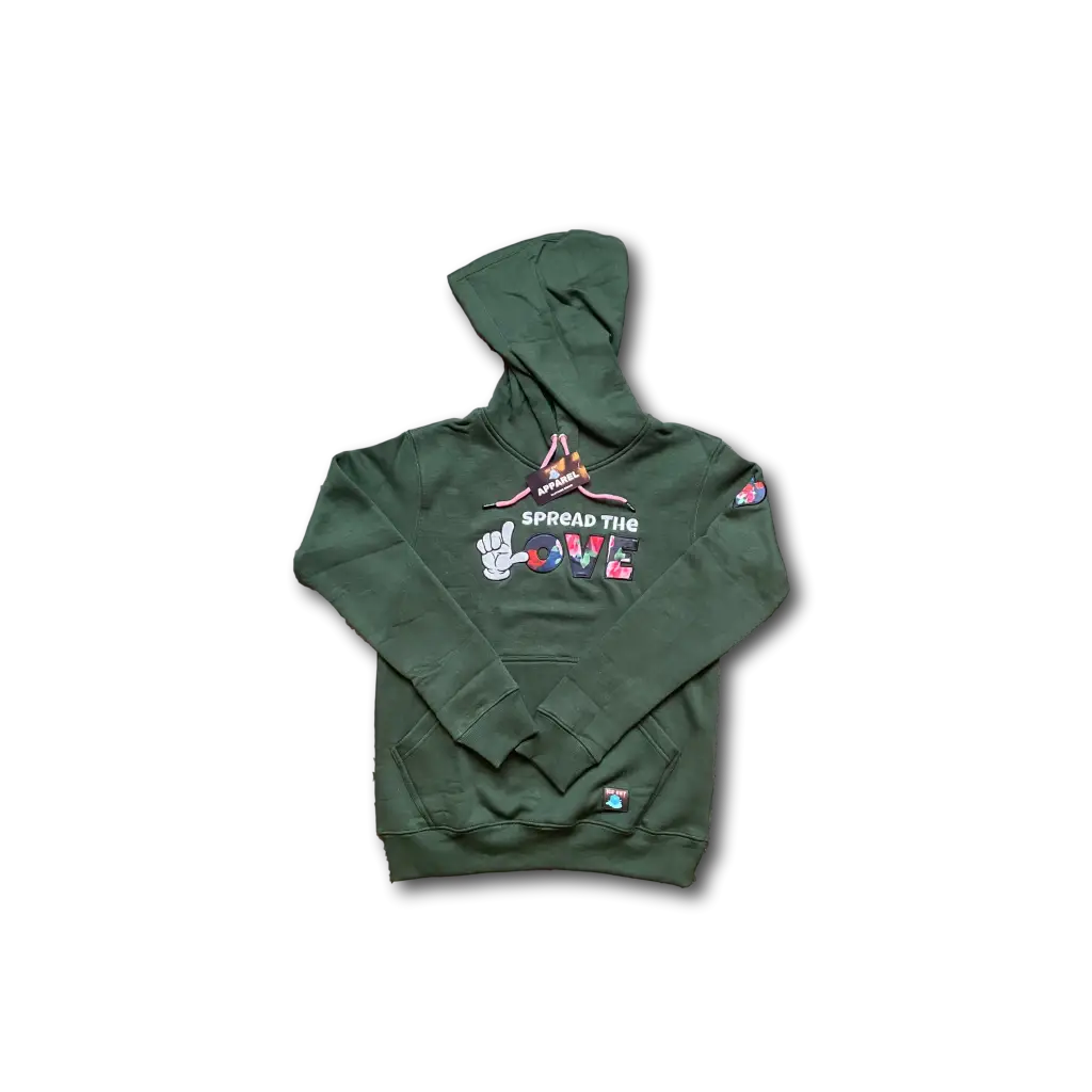 Mens Floral Street Logo Hoodie - Forrest Green / 3XLarge