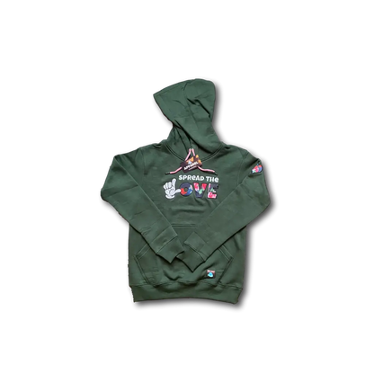 Mens Floral Street Logo Hoodie - Forrest Green / 3XLarge